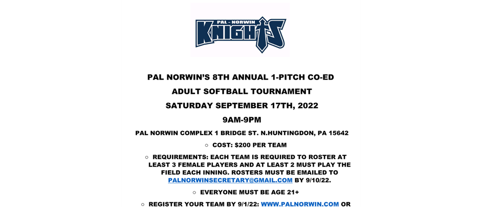 8TH ANNUAL ADULT 1-PITCH TOURNAMENT