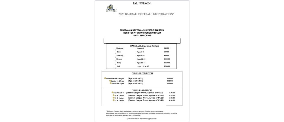 2023 SPRING REGISTRATION FLIER